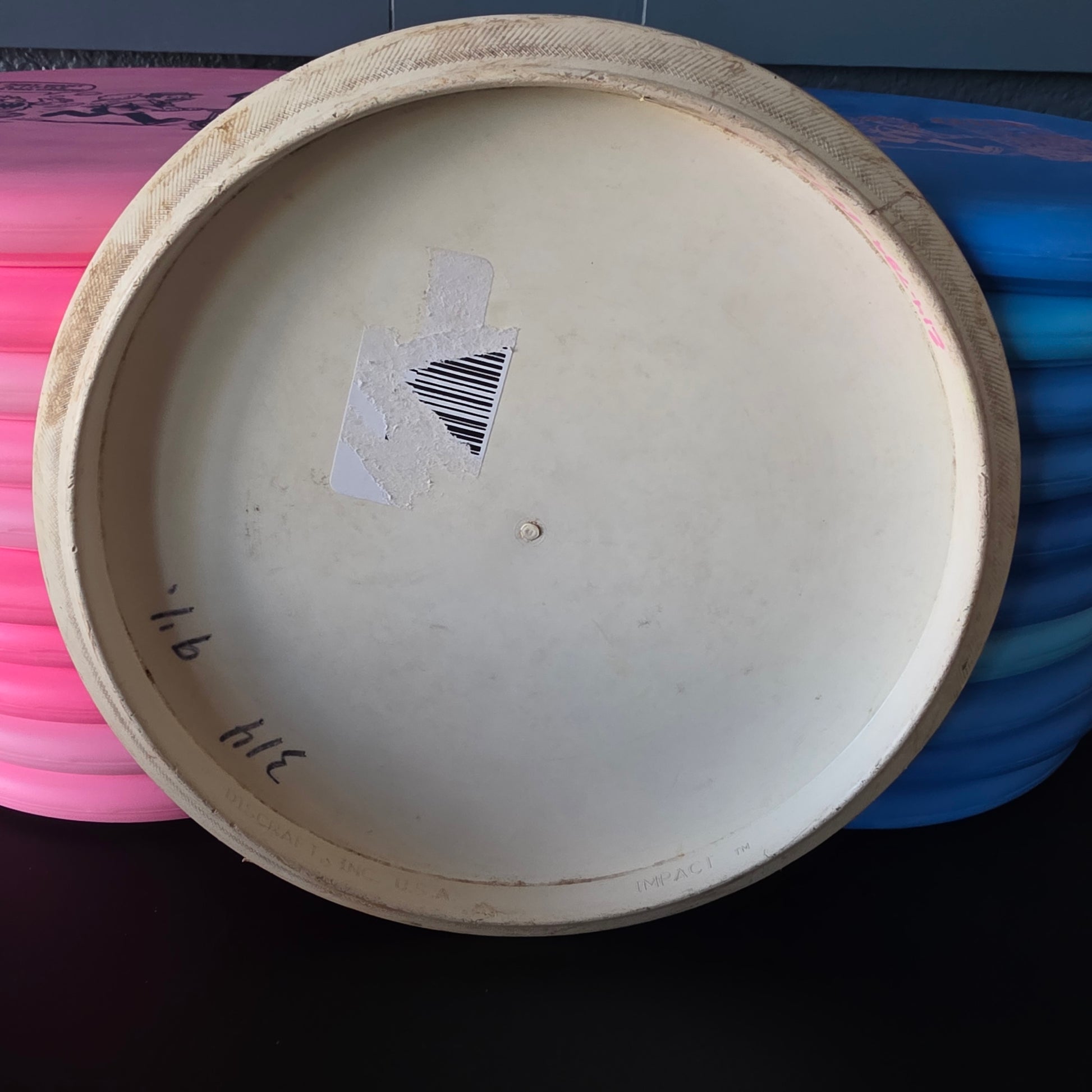 Discraft ESP Impact PFN rim ink 7/10 cross-hatching on wing 178.0g