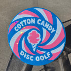 Cotton Candy Disc Golf flexible Mini Marker with stars graphics across the face