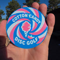 Cotton Candy Disc Golf flexible Mini Marker with stars graphics across the face