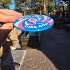 Cotton Candy Disc Golf flexible Mini Marker with stars graphics across the face