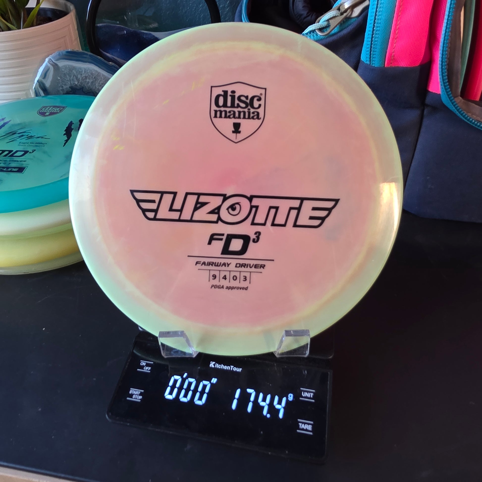 Lizotte stamped, Penned discmania Swirly S-line FD3 7/10 rim ink, Innova made