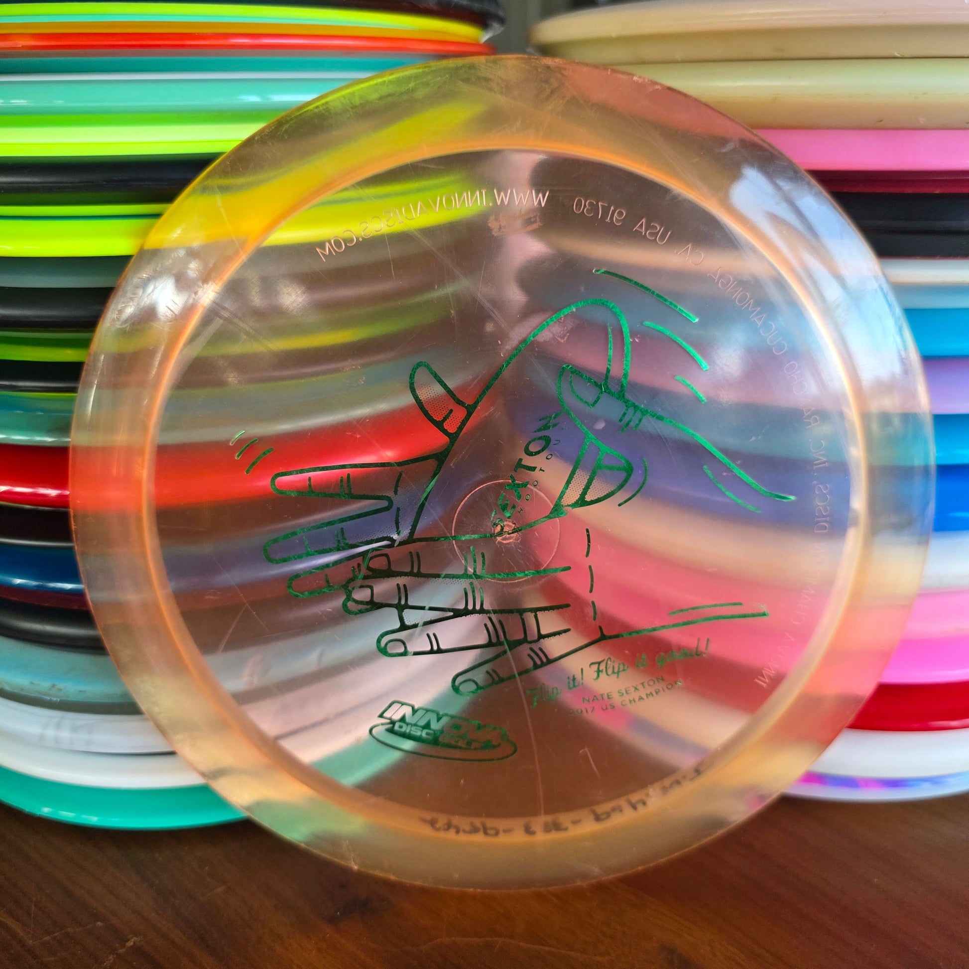 Penned Flip It Flip It Good Nate Sexton Innova Champion Thunderbird 175g 6/10 rim ink