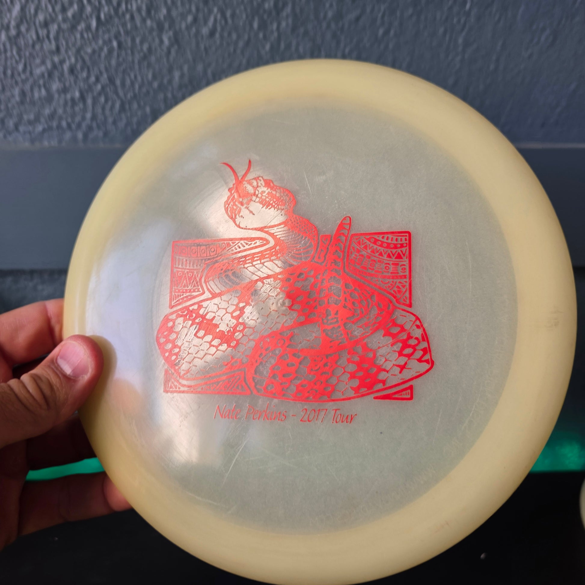 Penned Nate perkins 2017 Discmania Glow C-line CD2 175g wiped rim ink 8/10